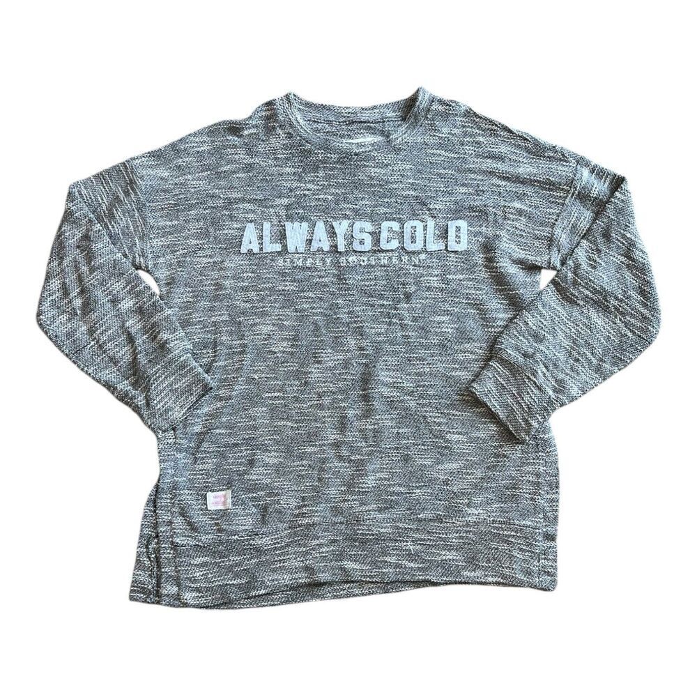 Simply Southern Gray Always Cold Appliqué Side Slit Sweater L